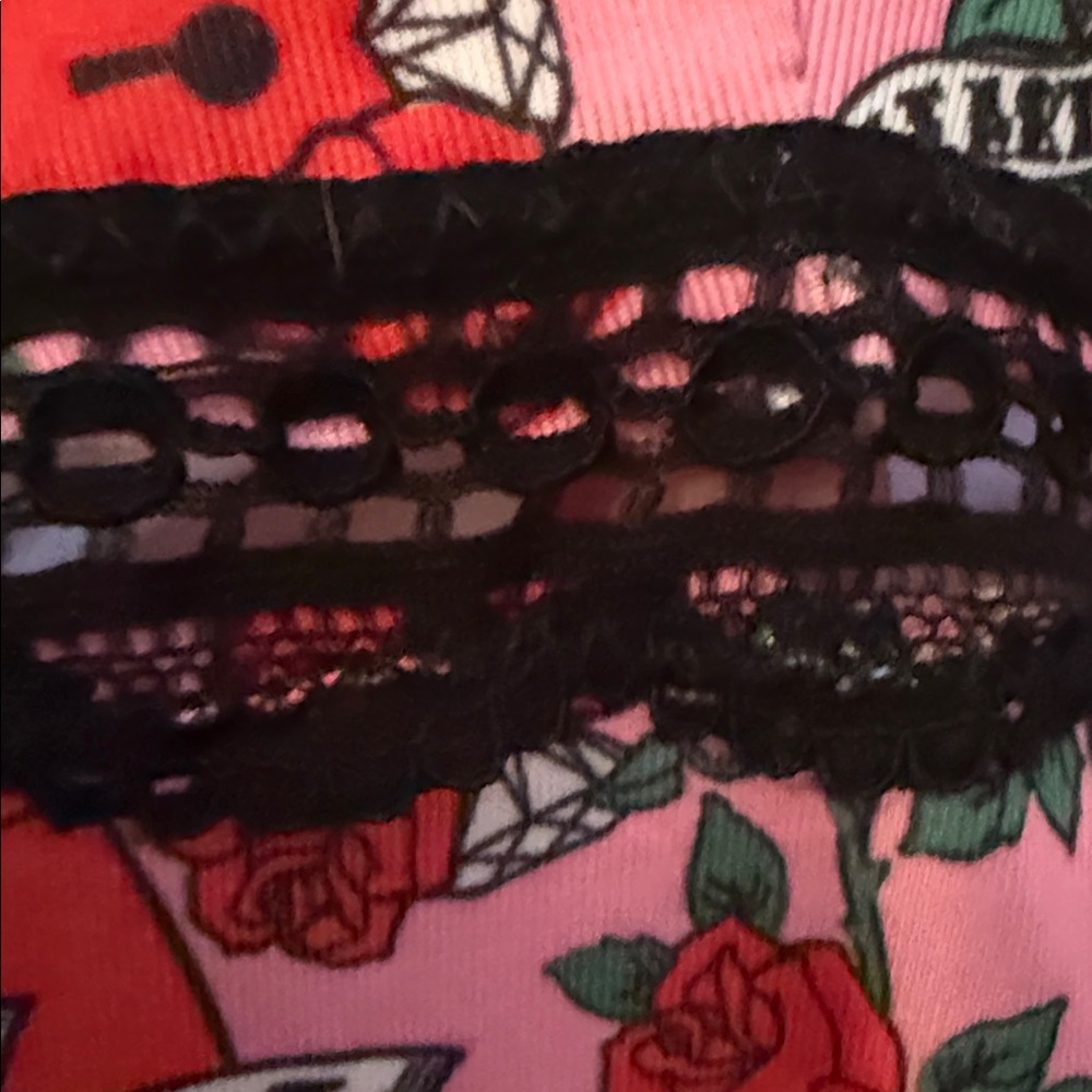 Pink Black Hearts Love Valentine’s Day Chemise Slip Teddy Medium - Picture 4 of 6